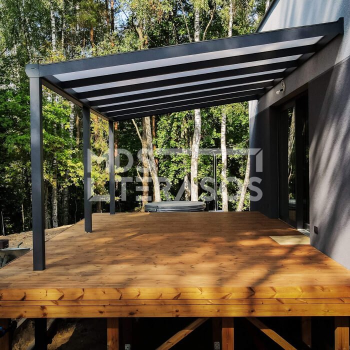 Gray aluminum carport Stuttgart 4.1m depth, optional width - Image 3