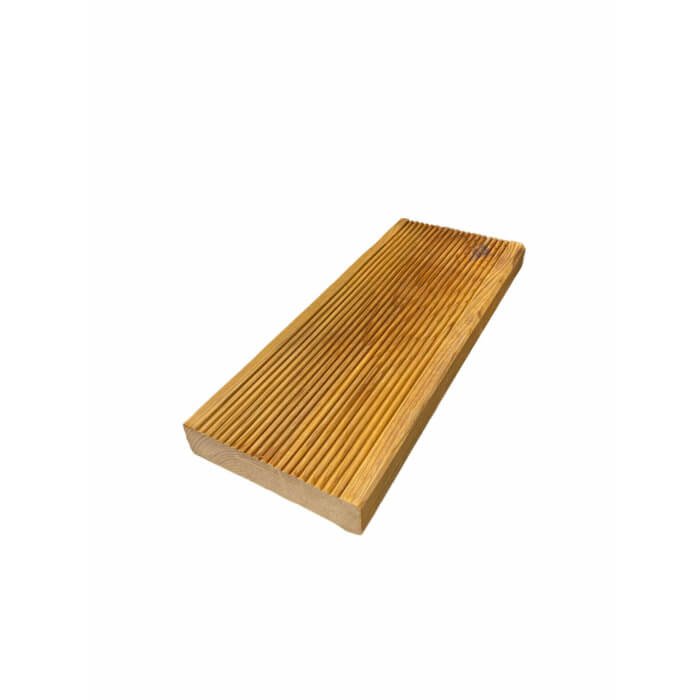Rifliuota ir lygi impregnuotos pušies terasinė lenta 28x120x3300 - Image 3