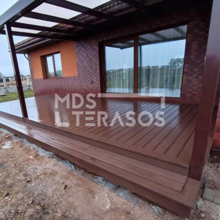 Scandic WPC decking board Wood Brown 20x140x3600 grooved/combed solid core - Image 4