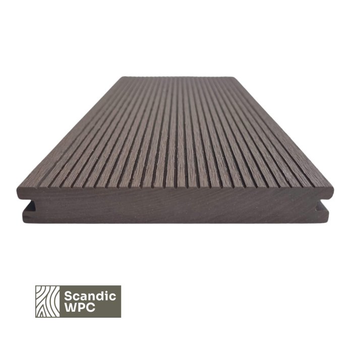 Scandic WPC Solid Decking Board, Espresso, 20x140x4200, Grooved/Brushed - Image 3