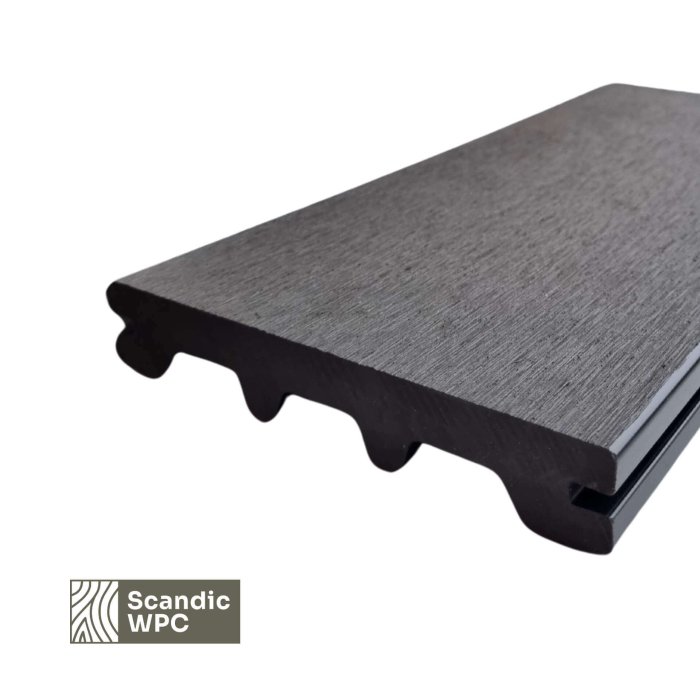 Scandic WPC Volcanic Grey Brushed Decking Board 24x146x4200 mm - Image 3